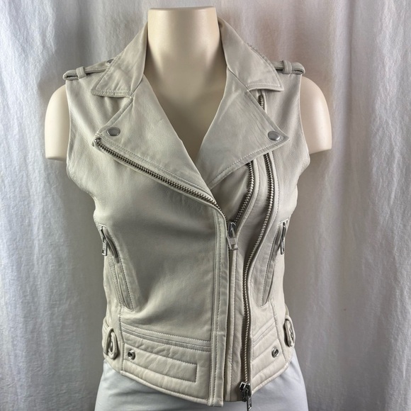 IRO Suga lamb leather moto vest in a light off-white or "bone" color 36(US 4) - Picture 4 of 13